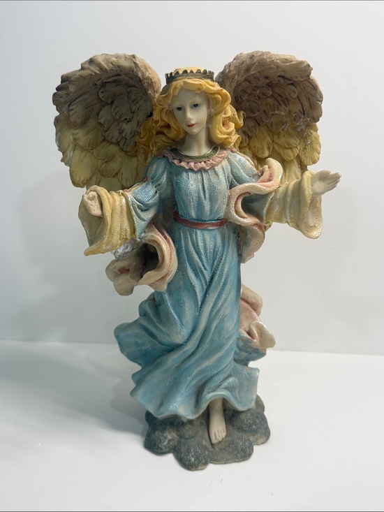 Other - Decorative Angel Figurine in Blue and Cream - Home Art